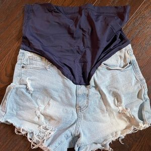 Pink blush maternity cut off shorts